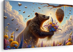 Kép - Medve és méhek (90x60 cm)
