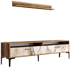 TV szekrény Istanbul - Diós, Fehér Marble