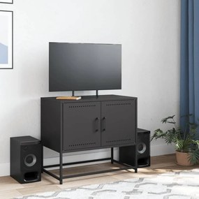 fekete acél TV-szekrény 68,5 x 39 x 60,5 cm