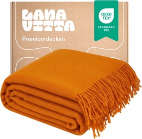 Gyapjú Takaró Meleg Gyapjú 100% Új-Zélandi Gyapjú Narancssárga 140×200 cm