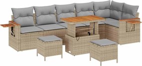 vidaXL Kerti Kanapé Szett 11 pcs Beige és Világosszürke polirattan