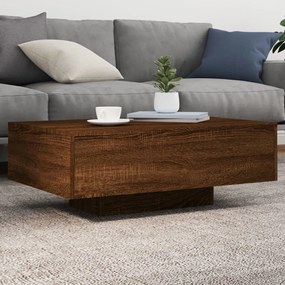 Barna tölgyszínű dohányzóasztal LED-lámpákkal 85 x 55 x 31 cm