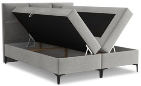 Világosszürke ágyneműtartós boxspring ágy 180x200 cm Pakalana – Makamii