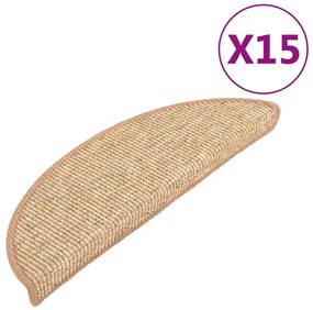 15 db világosbarna lépcsőszőnyeg 56x17x3 cm