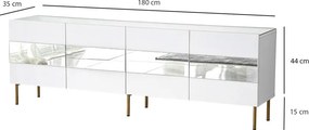 Leon TV-állvány, fehér-arany, 180 cm
