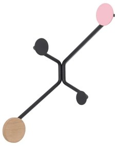 Hook fekete fali akasztó sarokba, rózsaszín részletekkel - Gazzda