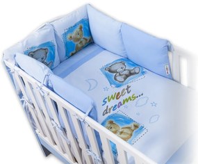 Baby Nellys Ágynemű párnavédővel Édes álmok – TEDDY - kék 120x90