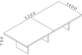 Lineart tárgyalóasztal 320 x 140 cm, világos bodza