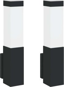vidaXL Kültéri Fali Lámpa 2 pcs Fekete 10.5 x 6 x 33 cm