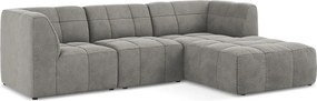 Szürke bársony sarokkanapé (jobb oldali-heverő résszel) Aloha – Makamii