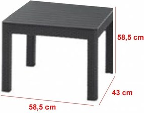 Emma műrattan kerti bútor szett 3 üléses kanapéval chicago asztallal grafit színben