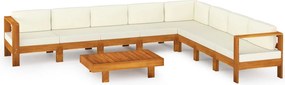 vidaXL 9 darabos akácfa kerti pihenőgarnitúra párnákkal 100 x 60 cm