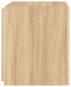 2 db sonoma tölgy színű fali TV-szekrény LED-del 40,5x35x40 cm