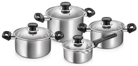 Indukciós tűzhelyhez alkalmas rozsdamentes acél edénykészlet fedővel, 4 db-os 4 l Brava – Tescoma