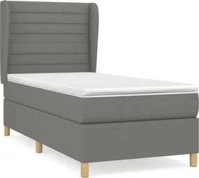 vidaXL sötétszürke szövet rugós ágy matraccal 80 x 200 cm