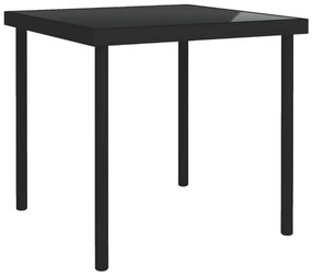 vidaXL fekete üveg és acél kültéri étkezőasztal 80 x 80 x 72 cm