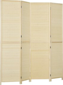 HOMCOM Bambusz Beltéri Paraván 4 Panel 180 x 180 cm Összecsukható Paraván - Természetes | Aosom