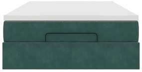 Ottomán ágykeret matraccal sötétzöld 120x200cm bársony