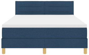 Boxspring ágy matraccal és LED lámpával Kék 140x200 cm Szövet