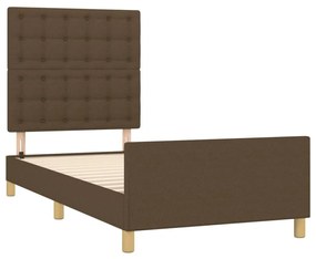 sötétbarna szövet ágykeret fejtámlával 80 x 200 cm