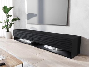 Függesztett TV szekrény Adenuk 140 MDF (fekete + fekete gyapjú) (LED RGB világítással). 1106329