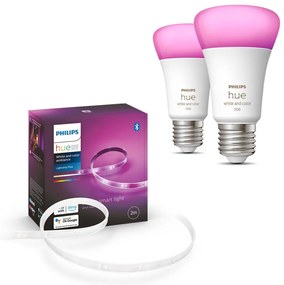 KÉSZLET -LEG RGBW Dimmelető szalag Philips Hue 2m 20W/230V + 2x LED Izzó E27/9W