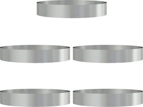 vidaXL Ültető gyűrű 5 pcs Ezüst 120 x 120 x 20 cm Horganyzott acél