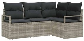 vidaXL Kanapé Szett 4 pcs Világosszürke polirattan