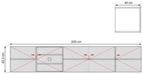 Asha fali szekrényes TV állvány 200 cm - fekete matt, bordázott front