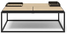 Fekete-natúr színű dohányzóasztal tölgyfa dekoros asztallappal 75x120 cm Douro – TemaHome