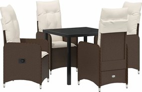 vidaXL Kert étkező szett párnával 5 pcs Barna polirattan