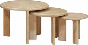 vidaXL Fészkelt Kávézó Asztalok 3 pcs Fekete Tömör Mangófát