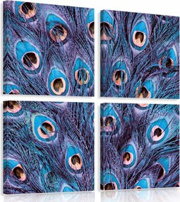 Våszonkép 50x50 Påva tollak kék lila modern luxus természet