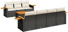 vidaXL 8 részes fekete polyrattan kerti ülőgarnitúra párnákkal
