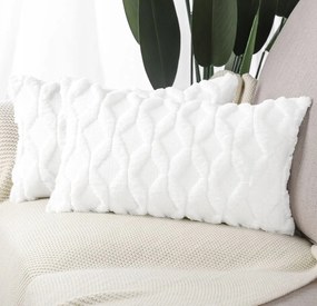 2x Párnahuzat 40x80 Dekoratív Fehér Gyapjú Hálószoba