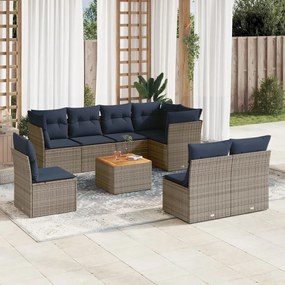 9 rĂ©szes szĂŒrke polyrattan kerti ĂŒlĆgarnitĂșra pĂĄrnĂĄval