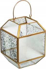 Üveg Lampion Karácsonyi Zseblámpa Arany Üveg Dekoráció 14X20 CM