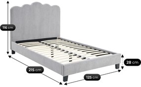 Szürke Bouclé Kárpitozott Ágy 120x200 CRATER