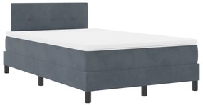 Boxspring Ágy Matraccal Sötétszürke Kis Kétszemélyes Bársonyos