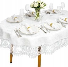Abrosz Ovális asztalra Fehér gipiur csipke 150X260 foltálló Ovális