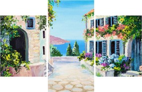 Kép - görög utca, olajfestmény (90x60 cm)
