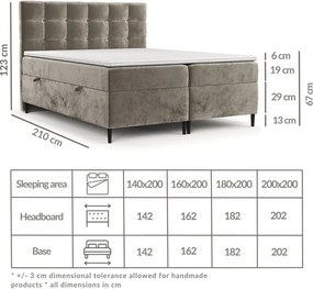 Krémszínű ágyneműtartós boxspring ágy 180x200 cm Urbaneo – Maison de Rêve