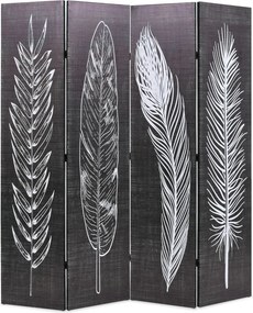 vidaXL fekete-fehér toll mintás paraván 160 x 170 cm