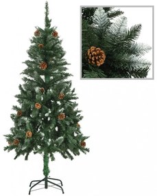 Műkarácsonyfa fenyőtobozokkal és fehér csillámmal 150 cm