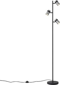 Modern fekete állólámpa füstüveggel, 3 égős - Gianni