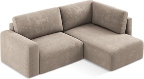 Bézs zsenília kinyitható-tárolóhelyes sarokkanapé (jobb oldali-L alakú) Kona – Makamii