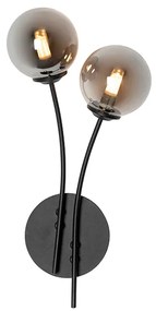 Modern fali lámpa fekete 2-es füstüveggel - Athén