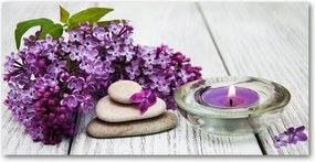 Fénykép üvegfestmény Lila és zen kövek 140x70
