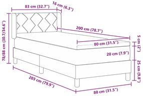 Boxspring Ágy Matracokkal - Taupe, 80x200 cm, Szövet