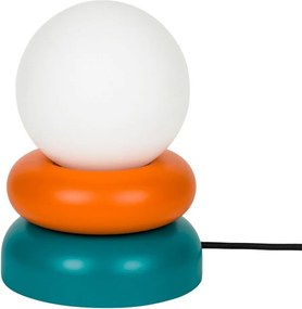 Petróleum színű-narancssárga tömörfa asztali lámpa üveg búrával (magasság 24 cm) Otem – noo.ma